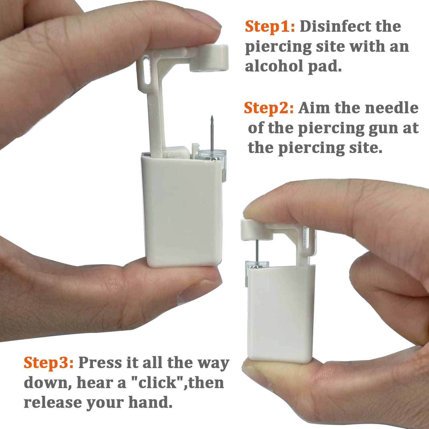 6PCS Disposable Self Ear Piercing Kit - Stainless Steel Ear Piercing Gun with 4mm Studs - Safe & Easy DIY Ear Piercing for Adults & Teens - Perfect for Home Use, Gifts, and First-Time Piercing