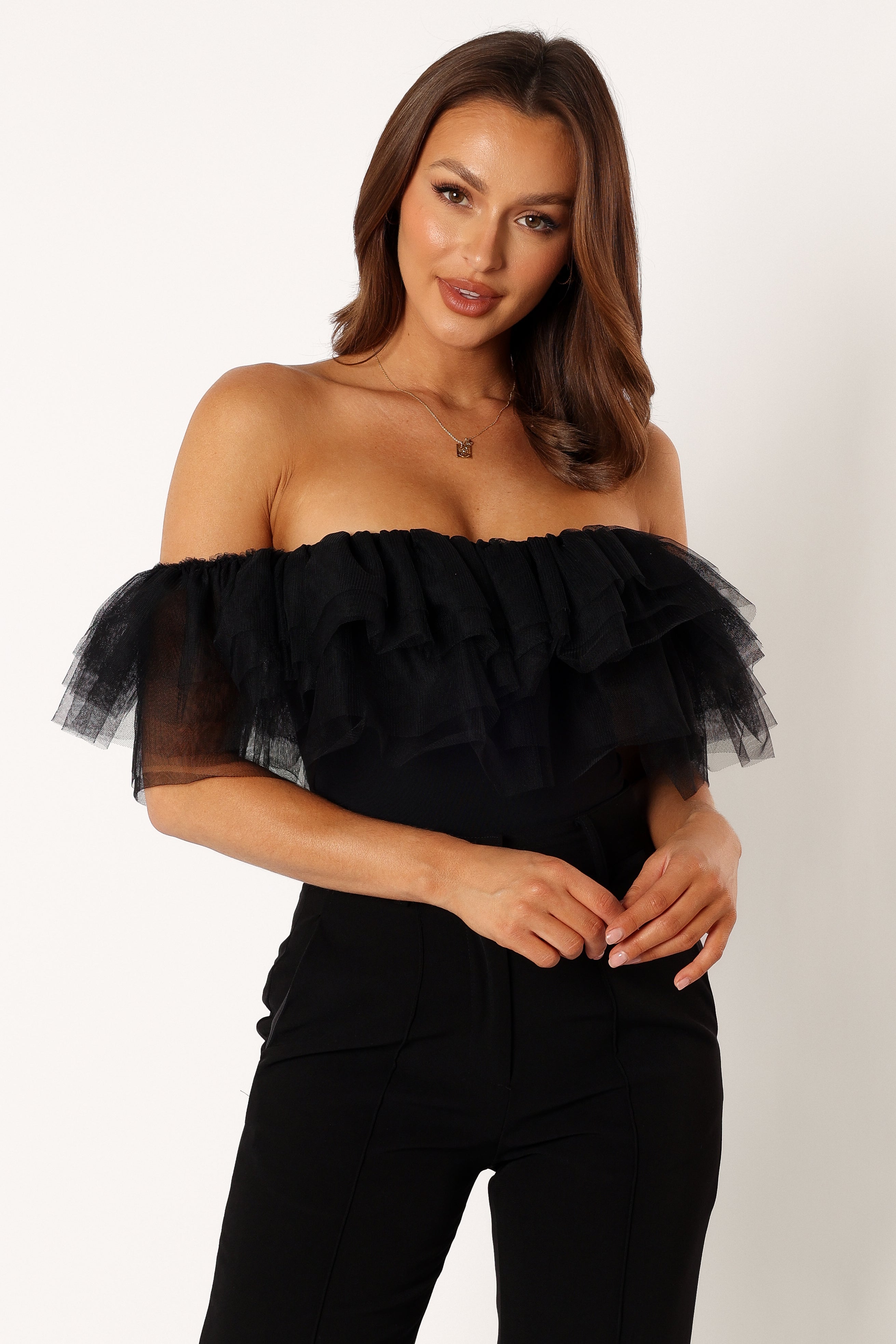 Off Shoulder Bodysuit for Women - Sexy Black Stretchy Jumpsuit, Tummy Control One Piece Outfit for Club, Date Night & Casual Wear