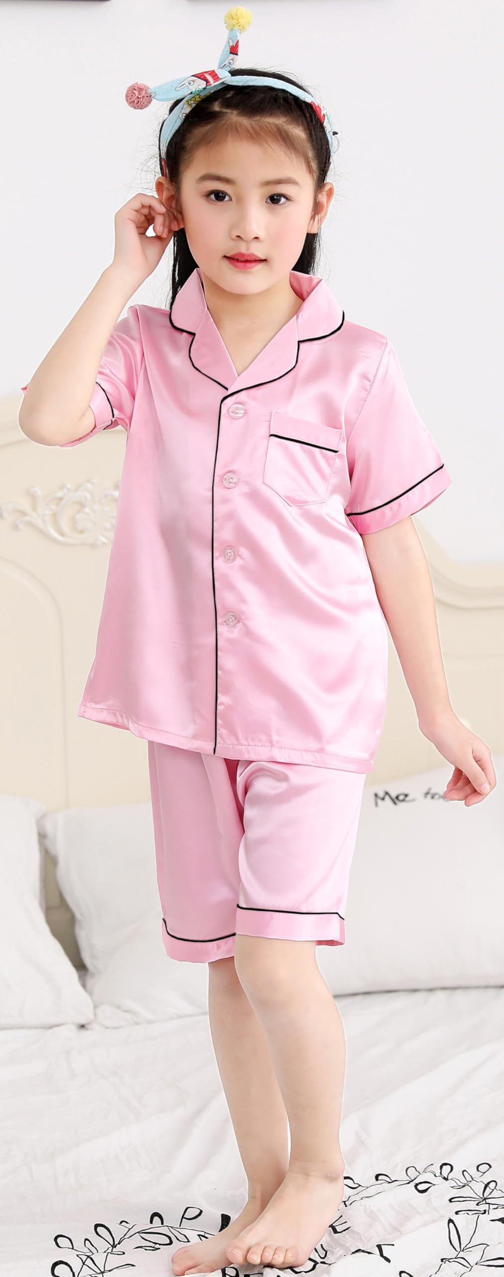 Kids Silk Pajamas Set - Long Sleeve Button-Down Sleepwear for Girls & Boys | Cozy Bedtime & Lounge Wear