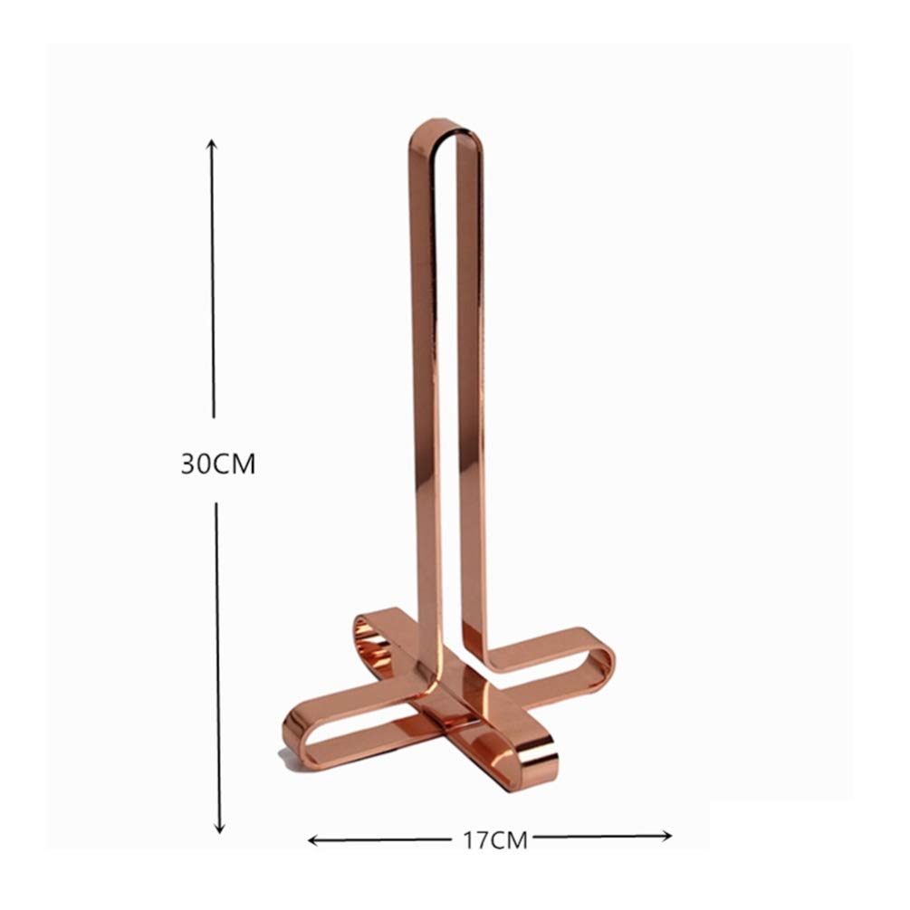 Rose Gold Paper Towel Holder & Dispenser - Sturdy Kitchen, Bathroom, Hotel Towel Stand for Home & Commercial Use | Elegant Storage Solution for Paper Towels & Toilet Paper Rolls