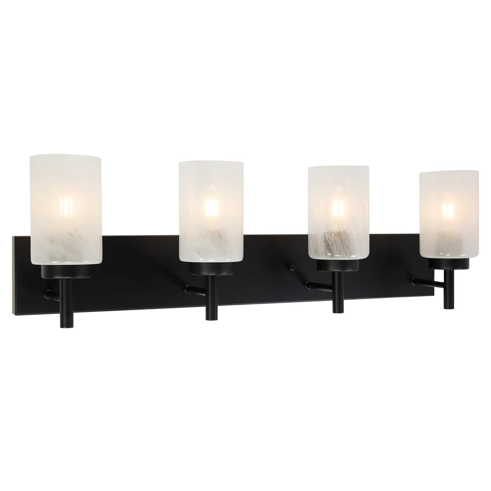 VINLUZ 4-Light Black Bathroom Vanity Light Fixture - Farmhouse Industrial Wall Sconce for Bathroom, Kitchen & Dining Room - Dimmable LED Mounted Lamp (Patent No.: US D958,438 S) - Perfect for Modern Farmhouse Decor, Vanity Mirror Lighting & Kitchen Island Illumination
