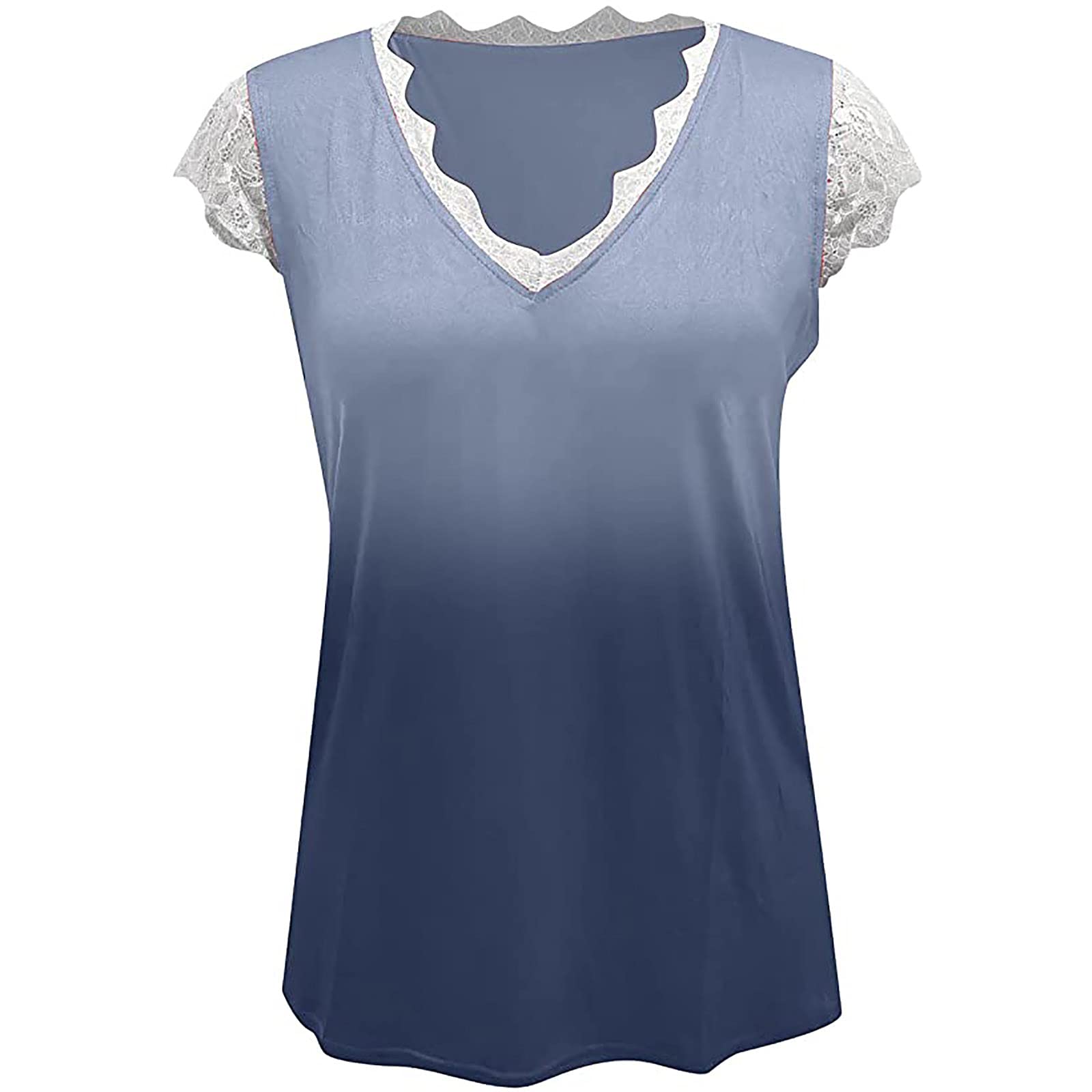 Trendy Women's Summer Lace Tank Top - Sexy V-Neck Sleeveless Loose Fit Tie Dye Tunic Blouse - Casual Beachwear & Boho Chic Outfit for Vacation, Party and Daily Wear