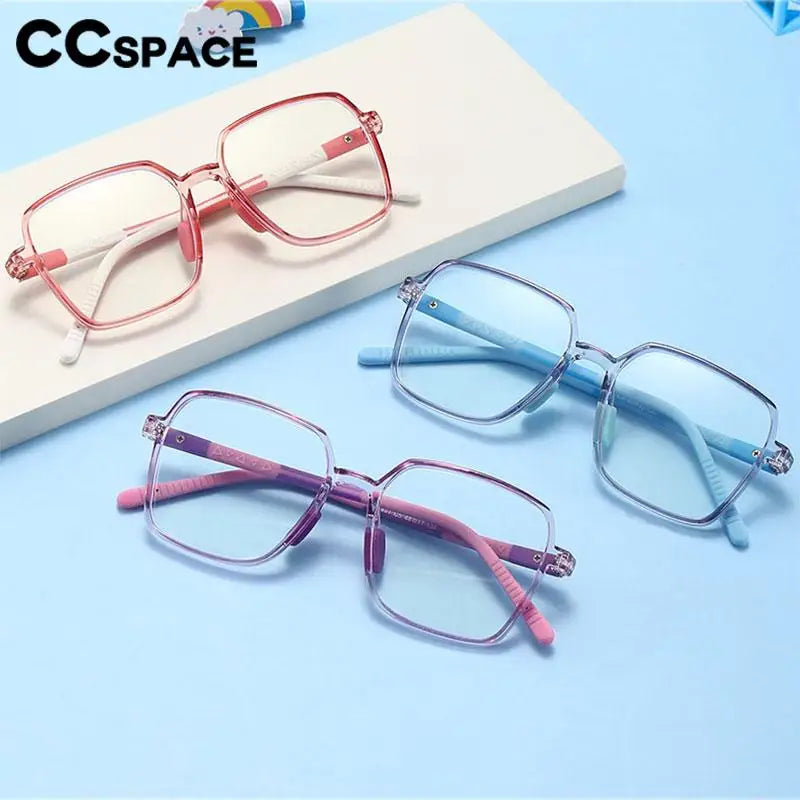 CCspace Unisex Kids Square Full Rim Titanium Eyeglasses Frame 57511 - Lightweight & Durable for School, Reading & Daily Wear