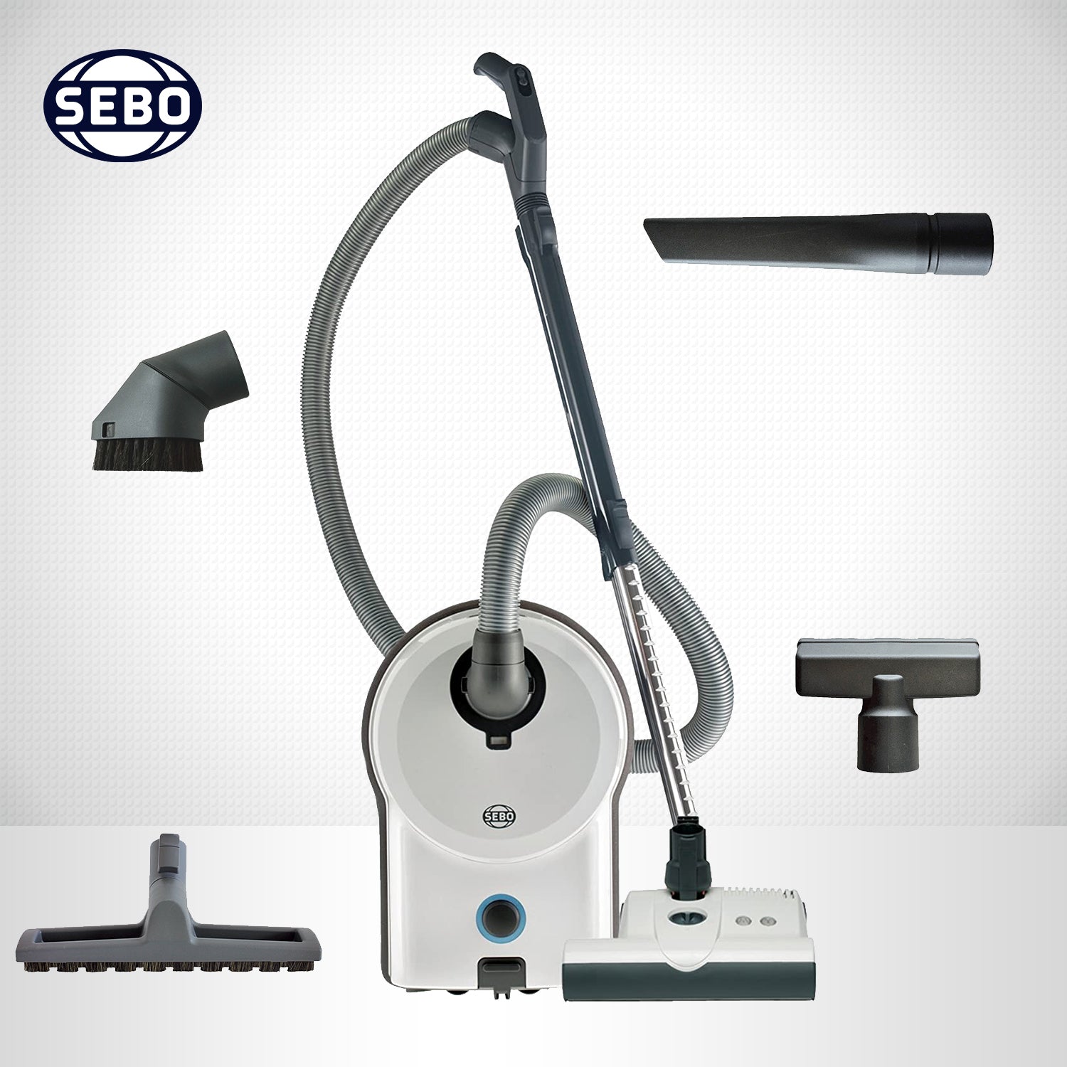 SEBO Airbelt D4 Premium Canister Vacuum Cleaner 90641AM (Arctic White) - Powerful Suction, HEPA Filtration, Quiet Operation - Ideal for Hardwood Floors, Carpets & Pet Hair Cleaning