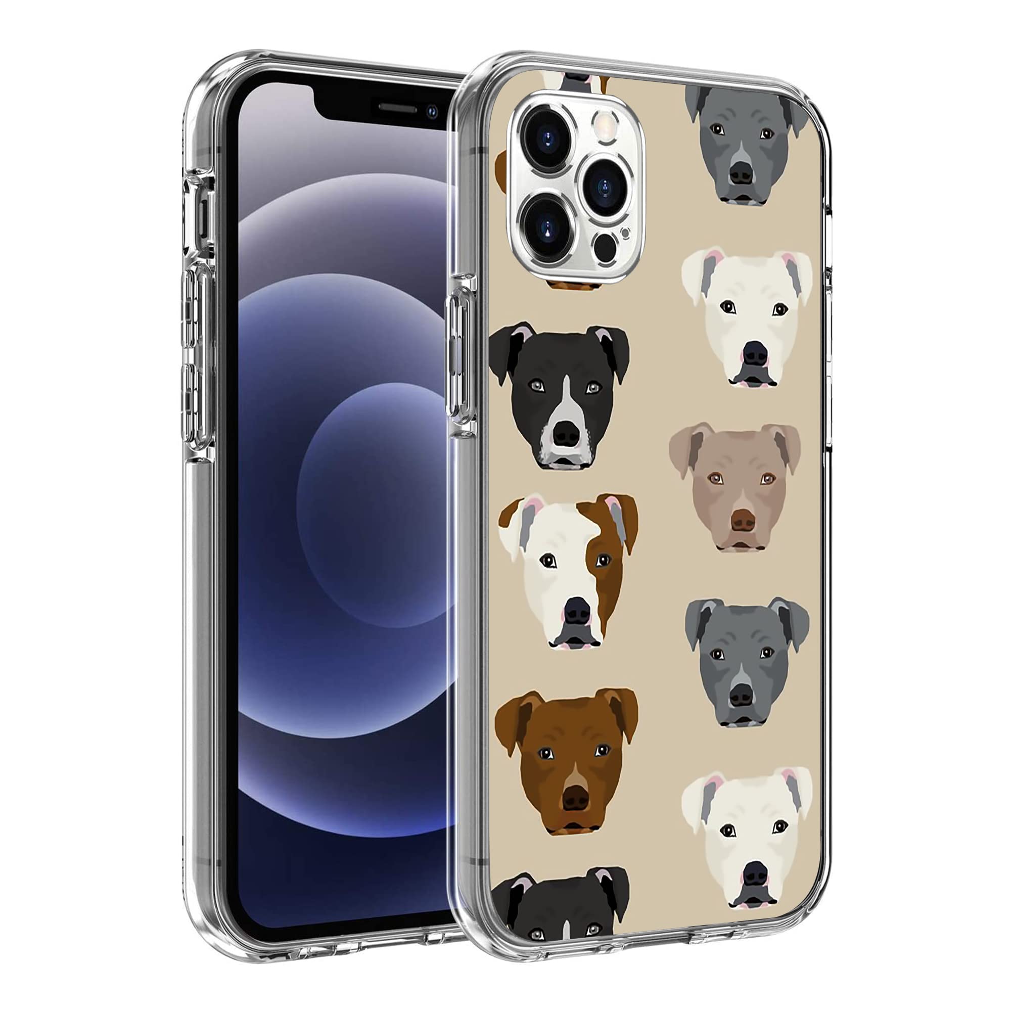 Cute Pitbull Dog Funny Logo Clear TPU Case for iPhone 12/12 Pro - Shockproof Slim Soft Protective Cover for Women & Men - Perfect Gift for Pet Lovers & Dog Owners