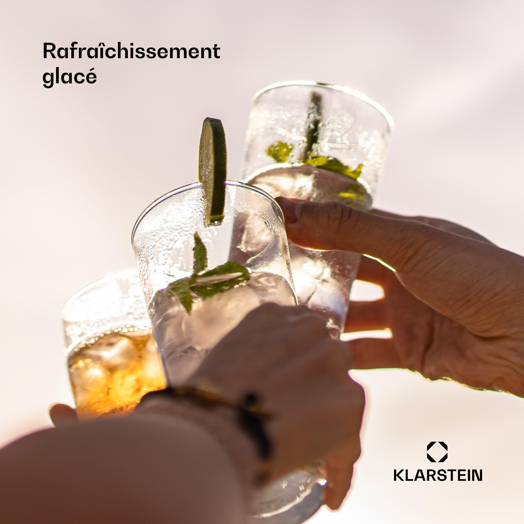 Klarstein 1.8L Portable Ice Maker Machine for Home - Fast Makes 15kg Crushed or Bullet Ice Cubes - Easy Clean Countertop Ice Maker with Alarm - Perfect for Parties, Cocktails & Outdoor Events