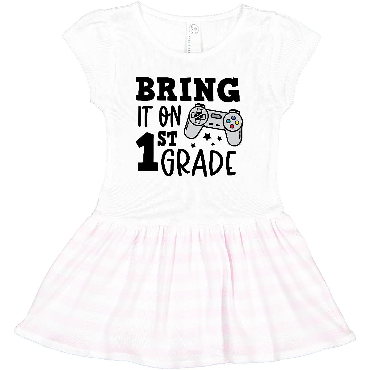 Inktastic Bring It on 1st Grade Video Game Controller Toddler Dress - Cute Gamer Outfit for Girls, First Day of School, Birthday & Playdates