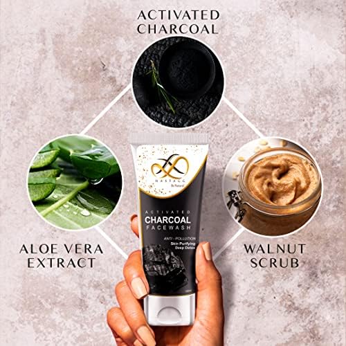 Activated Charcoal & Tea Tree Face Wash Combo for Deep Pore Cleansing - Skin Purifying Detox Scrub with Neem Extract for Men & Women | Acne Treatment, Blackhead Removal, Daily Skincare Routine