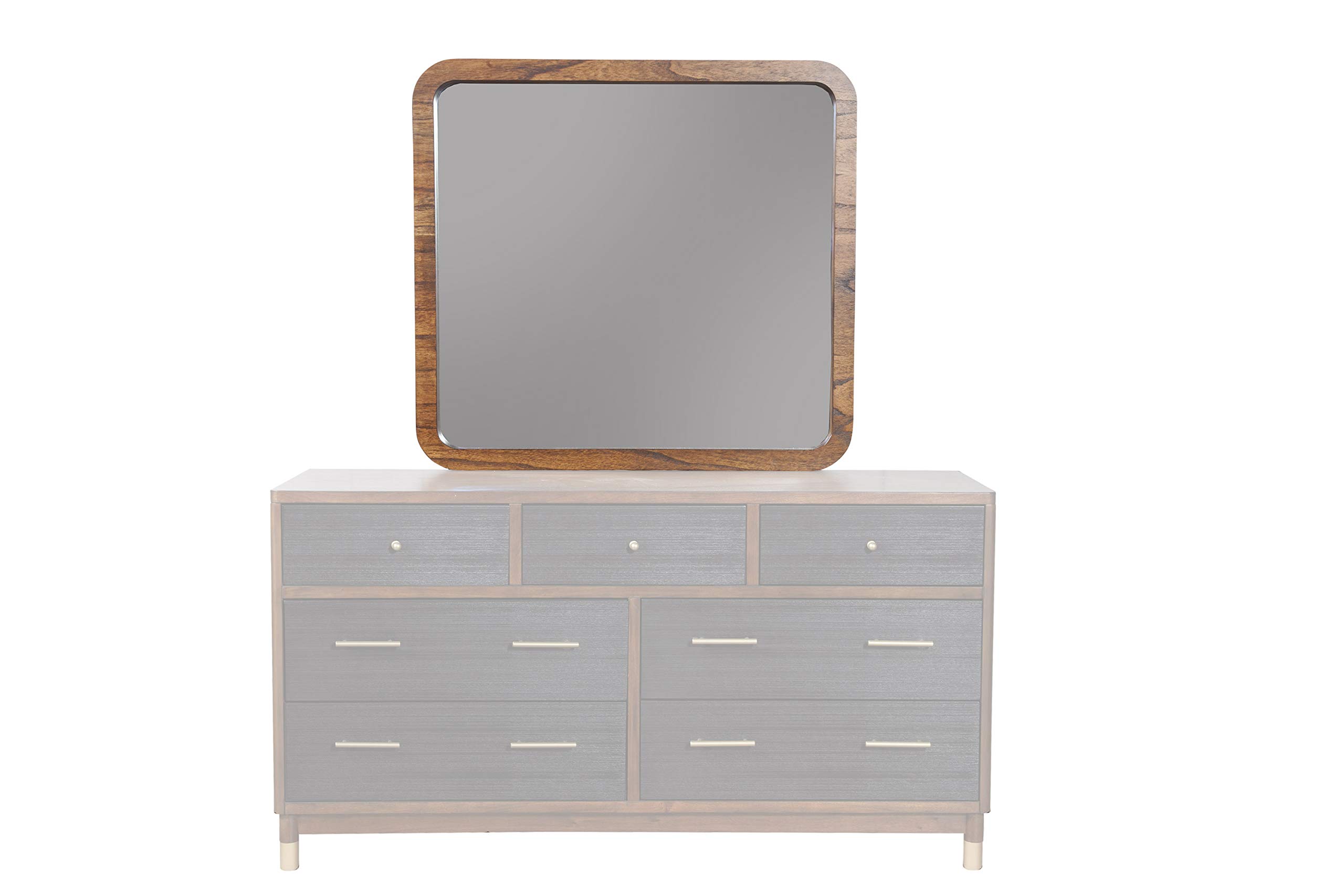 Alpine Furniture Belham Mahogany & Veneer Dresser Mirror - Dark Walnut/Black Finish | Elegant Bedroom Dresser Mirror for Master Bedroom, Guest Room & Home Decor