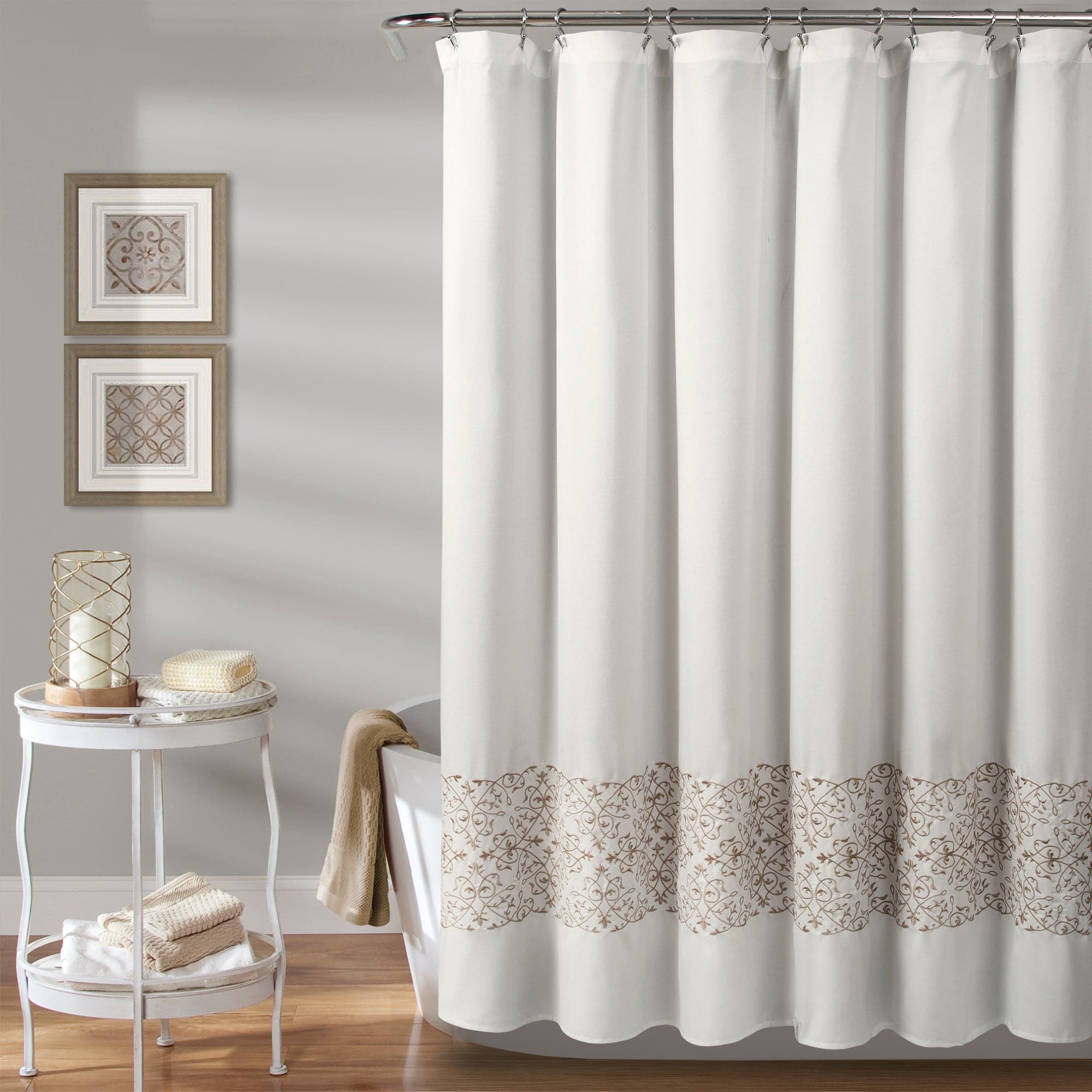 Elegant Scroll Medallion Shower Curtain - Waterproof Bathroom Decor with Vintage Floral Design for Modern & Traditional Homes - Perfect for Master Bath, Guest Bath, and Dorm Rooms