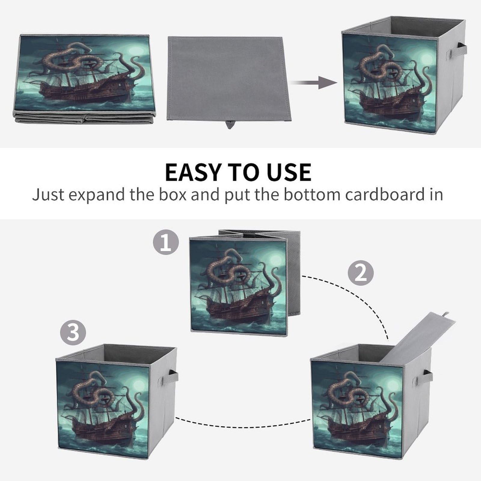 Collapsible Waterproof Storage Cube Bins with Handles - 6 Pack Organizer for Home, Closet, Office & Bedroom | Perfect for Toys, Clothes & Octopus Ship Storage