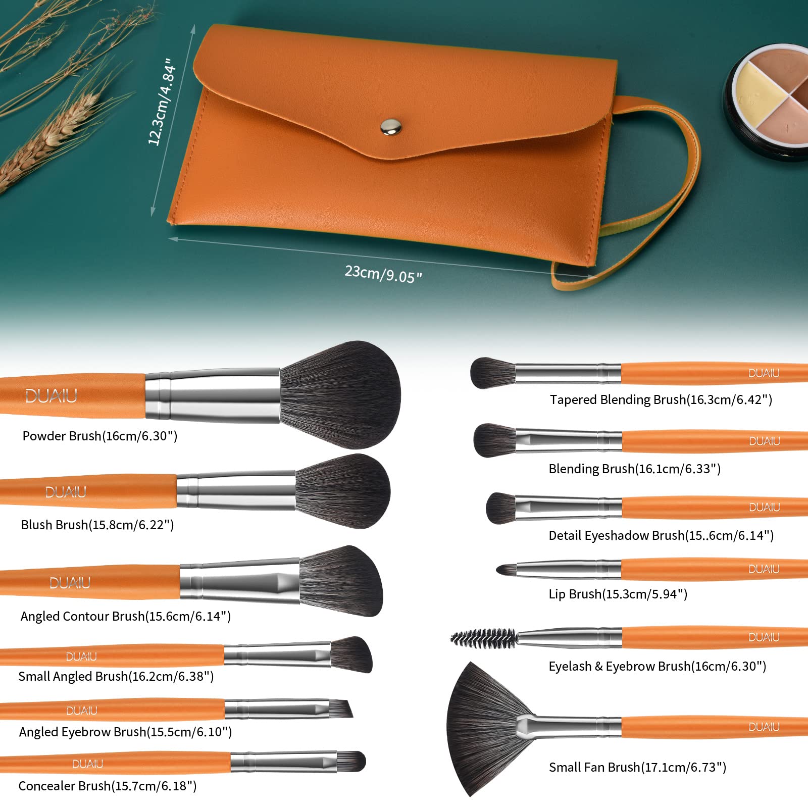 DUAIU 12Pcs Professional Makeup Brush Set - Premium Synthetic Kabuki, Foundation, Blending, Face Powder, Blush, Concealer & Eyeshadow Brushes Kit with Travel Pouch - Perfect for Daily Makeup, Contouring & Professional Makeup Artists
