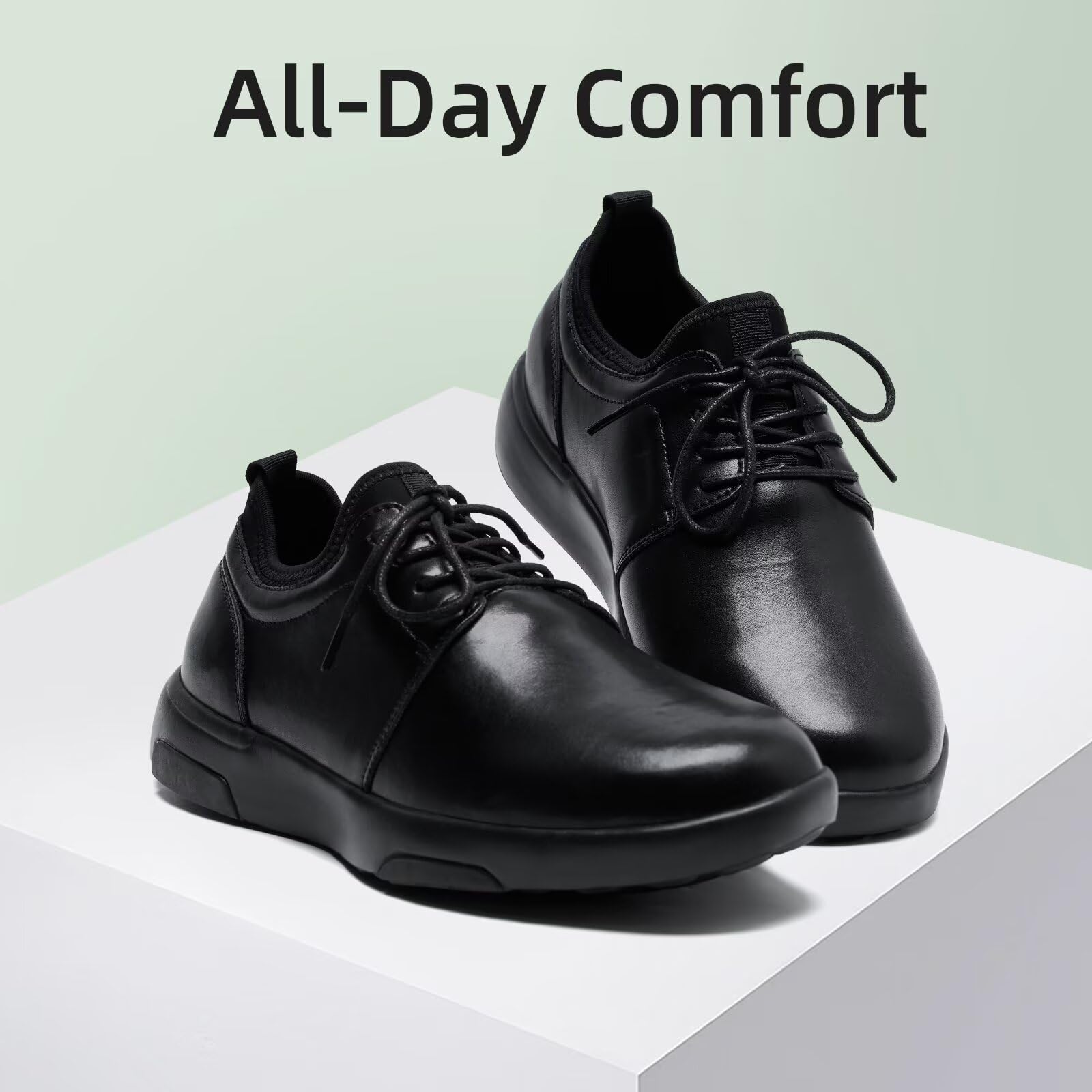 OrthoComfoot Men's Orthopedic Leather Dress Walking Shoes - Comfortable Plantar Fasciitis Sneakers with Arch Support for Foot & Heel Pain Relief | Business Casual & Work Shoes for Office, Travel & Daily Walking