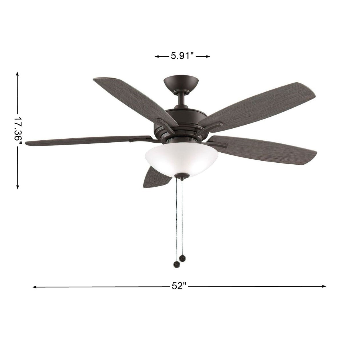 52 Inch Matte Greige Ceiling Fan with Light Kit & Pull Chain - Aire Deluxe Modern Ceiling Fan for Living Room, Bedroom, Kitchen & Office - Quiet Energy Efficient Cooling with Stylish Matte Finish