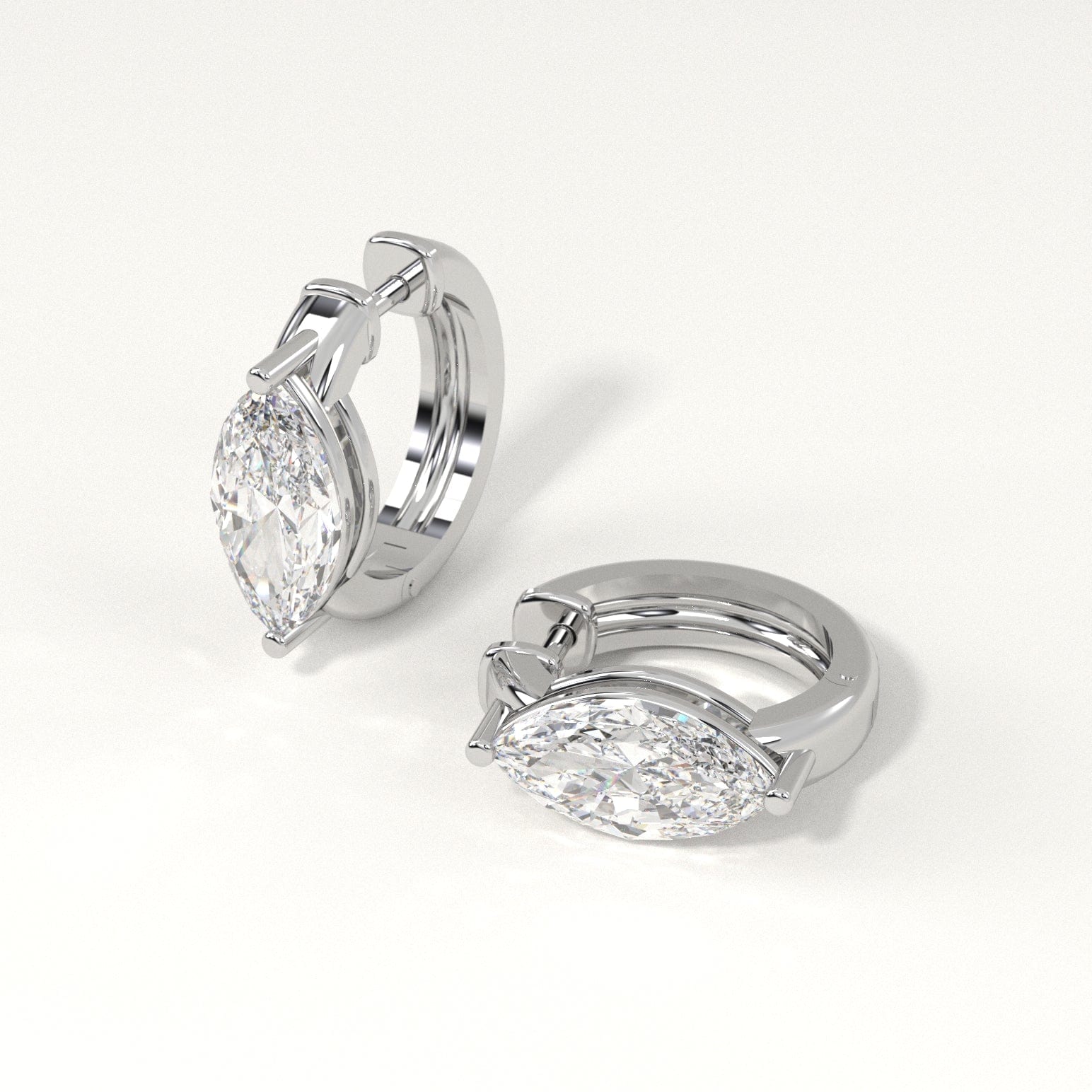 3 Carat Marquise Cut Diamond Hoop Earrings - 14K White Gold Dangle Earrings for Women - Perfect for Weddings, Anniversaries & Special Occasions