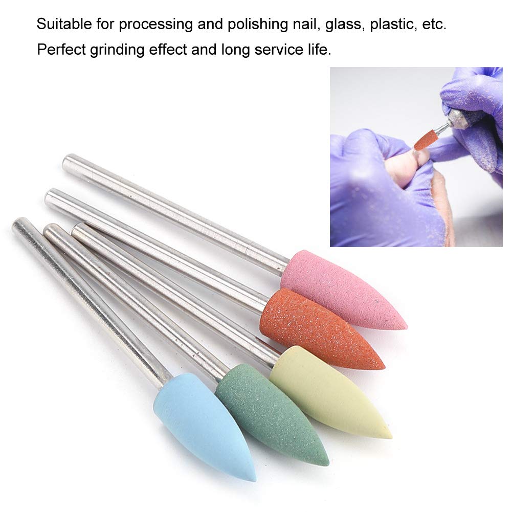 5pcs Silicone Nail Drill Bits Set - Professional Manicure & Pedicure Polishing Burr for Acrylic Nails - Gentle Nail Filing & Smoothing - Perfect for Home Salon & Nail Art Enthusiasts