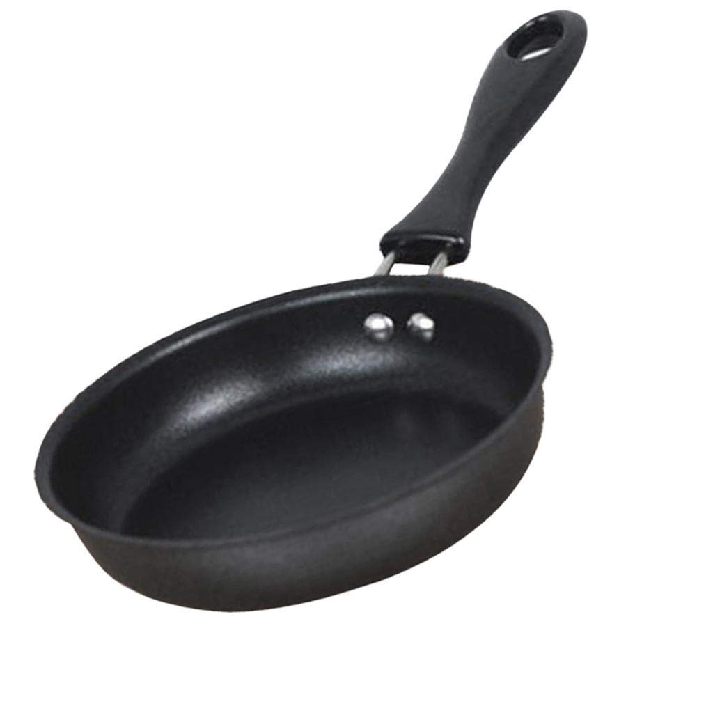 Non-Stick 12cm Small Black Iron Frying Pan - Round Egg Pan & Skillet - Scratch Resistant Kitchen Cookware for Perfect Omelets, Pancakes & Breakfast Cooking