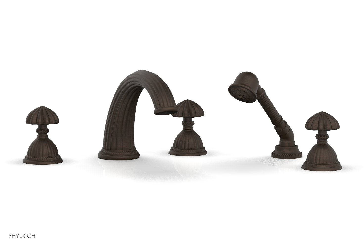 GEORGIAN & BARCELONA Deck Mounted Bathtub Faucet Set with Round Handles and Hand Shower K2361P1 - Perfect for Modern Bathroom Renovation and Spa-Like Experience