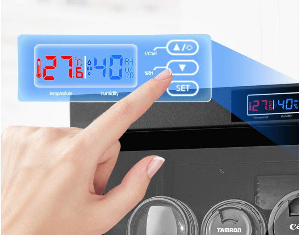INTBUYING 50L 4-Layer Digital Control Camera Dehumidifier Box - Electronic Equipment Storage Dry Cabinet for DSLR Lenses & Cameras | Perfect for Photography Studios & Humid Climates