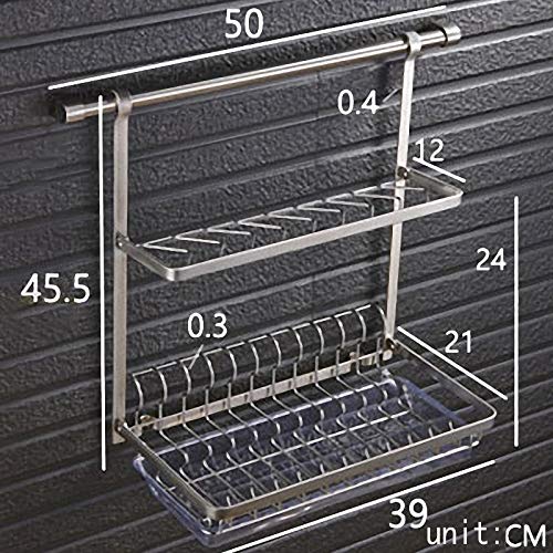 Premium 304 Stainless Steel Wall Mount Kitchen Rail Rack - Heavy Duty Dish Plate Bowl Cup & Pot Lid Organizer with Drying Storage Holder | Space Saving Kitchenware for Small Apartments & Modern Homes | Ships From China