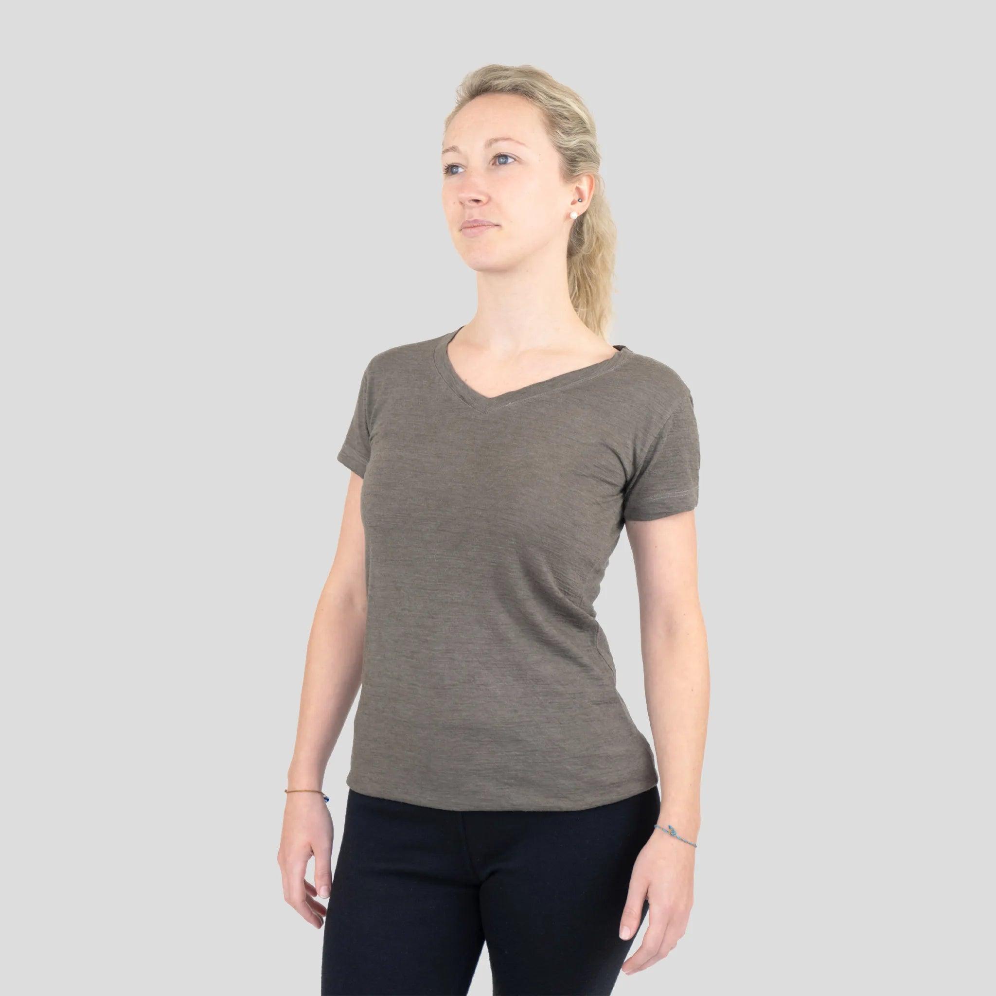 Ultralight 160 Women's Alpaca Wool V-Neck T-Shirt - Soft & Breathable for Travel, Hiking & Everyday Wear