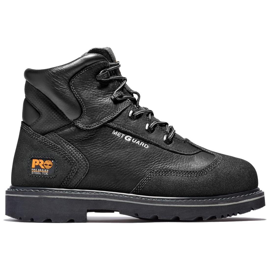 6 Inch Steel Toe Work Boots with Internal Met Guard - Black Safety Shoes for Construction & Industrial Work