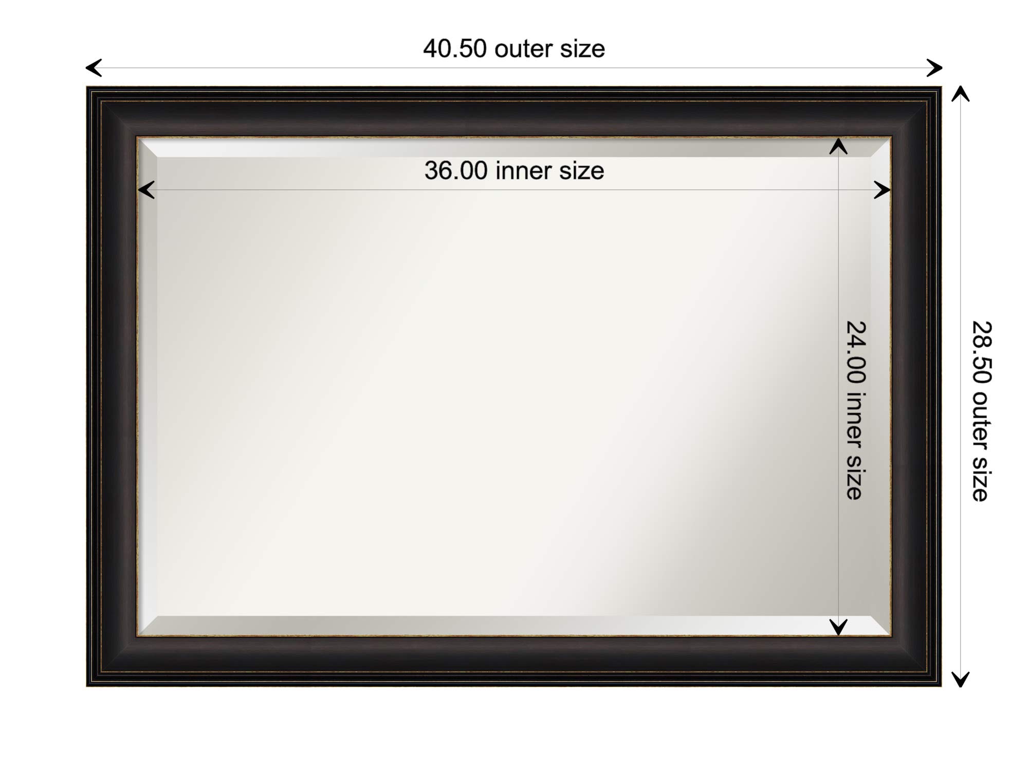 Amanti Art Vanity Brown Framed Bathroom Mirror 36x24 Inches - Oil Rubbed Bronze Finish for Elegant Powder Room, Bedroom or Entryway Decor