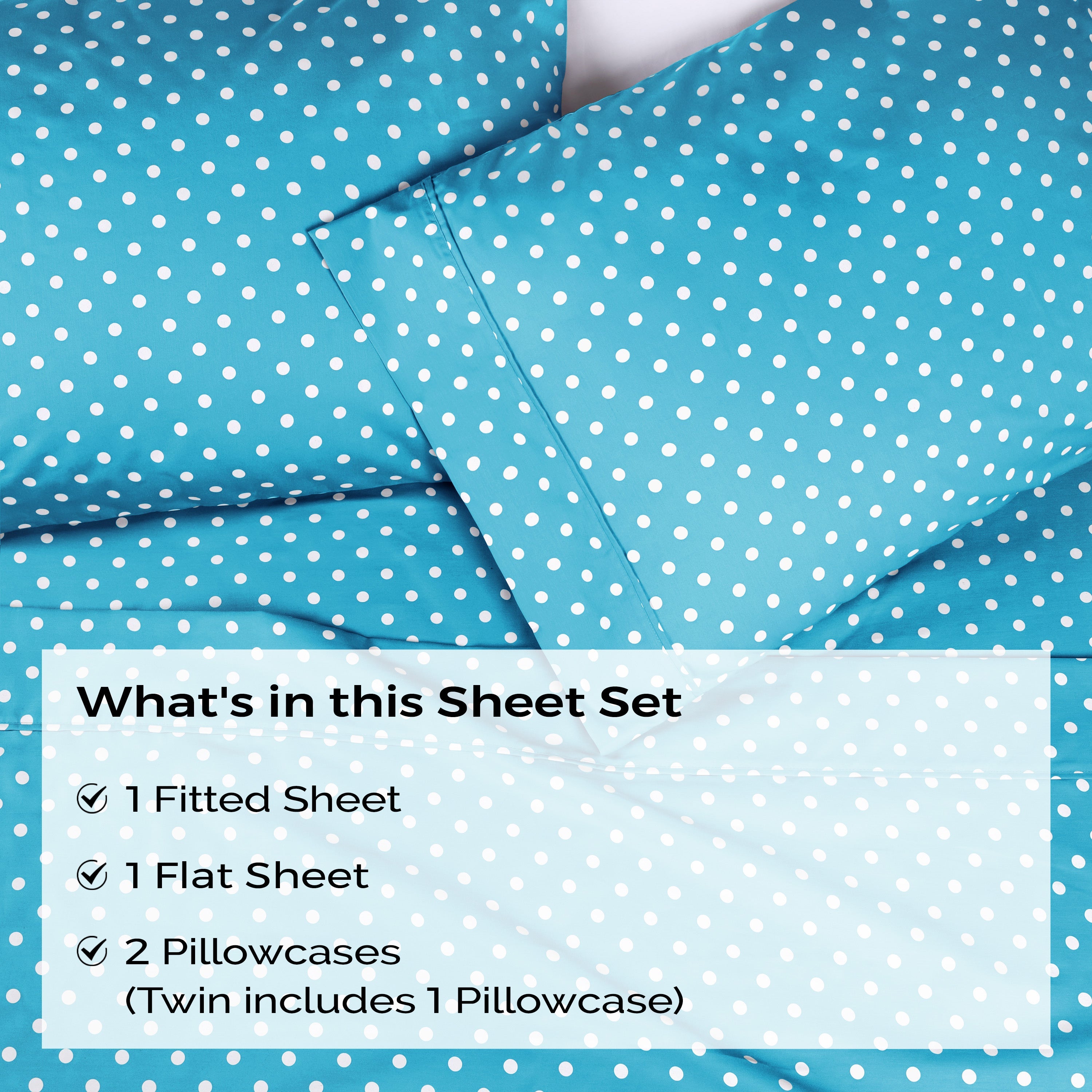 Polka Dot 600 Thread Count Cotton Blend Deep Pocket Sheet Set - Queen Size Bed Sheets for Comfortable Sleep - Perfect for Master Bedroom, Guest Room & Dorm