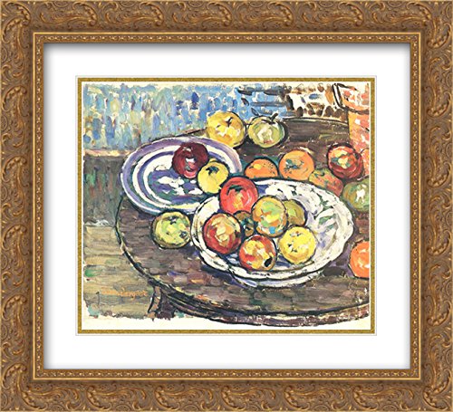Still Life Apples Vase 22x20 Gold Ornate Frame Double Matted Museum Art Print by Maurice Prendergast - Vintage Home Decor, Living Room Wall Art, Office Decoration