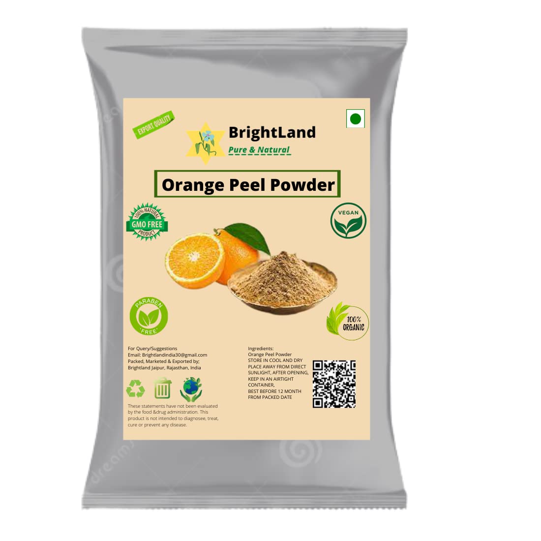 Brightland Multani Mitti Clay Powder with Sandalwood, Orange Peel, Neem, Rose & Herbs - 40g Each (400g Total) | Natural Face Mask & Hair Treatment for Glowing Skin & Strong Hair | DIY Beauty & Ayurvedic Care