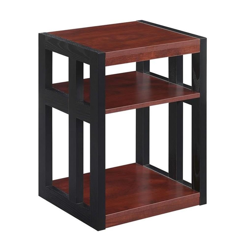 Stylish Warm Cherry Wood End Table with Shelves - Set of 2 for Living Room, Bedroom & Office Decor