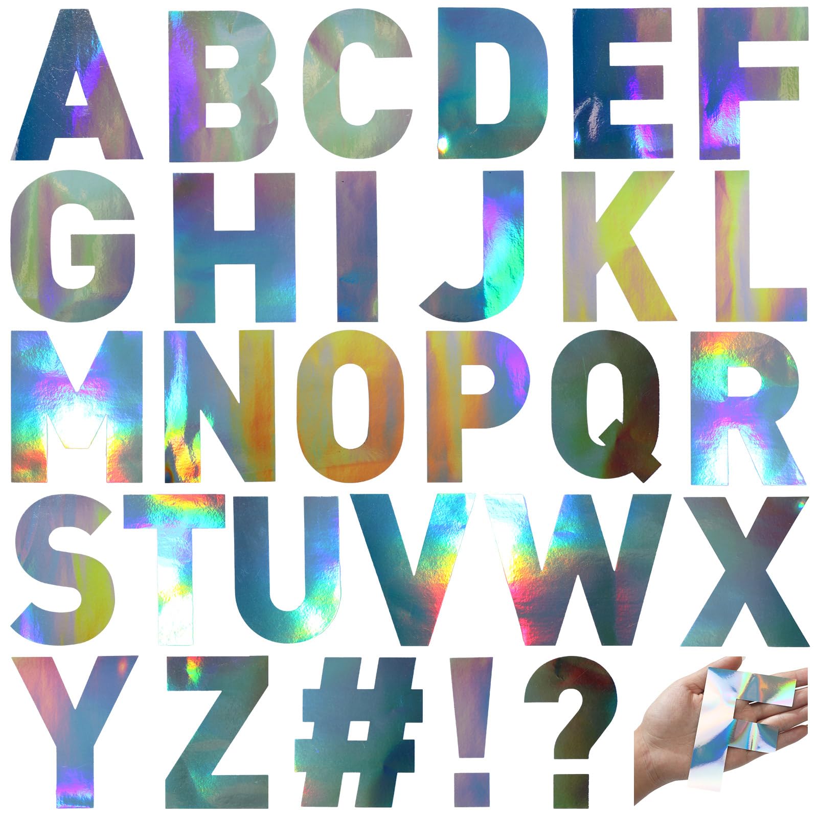 Panelee 145-Piece Large Alphabet Letter Stickers - 20 Sheets, 4 Inch Big Font Self-Adhesive Letters for Classroom, Window, Door Decor, Mailbox Signs (Laser Color) - Perfect for DIY Home Decor, School Projects, and Party Signage