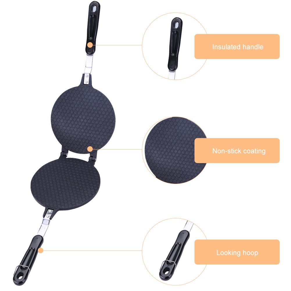 Non-Stick Waffle Cone Maker - Aluminum Alloy Egg Roll Ice Cream Cone Maker for Crispy Homemade Cones & Pancakes | Easy Kitchen Baking Tool with Heat-Insulation Handle | Perfect for Ice Cream Shops, Home Desserts & Party Snacks