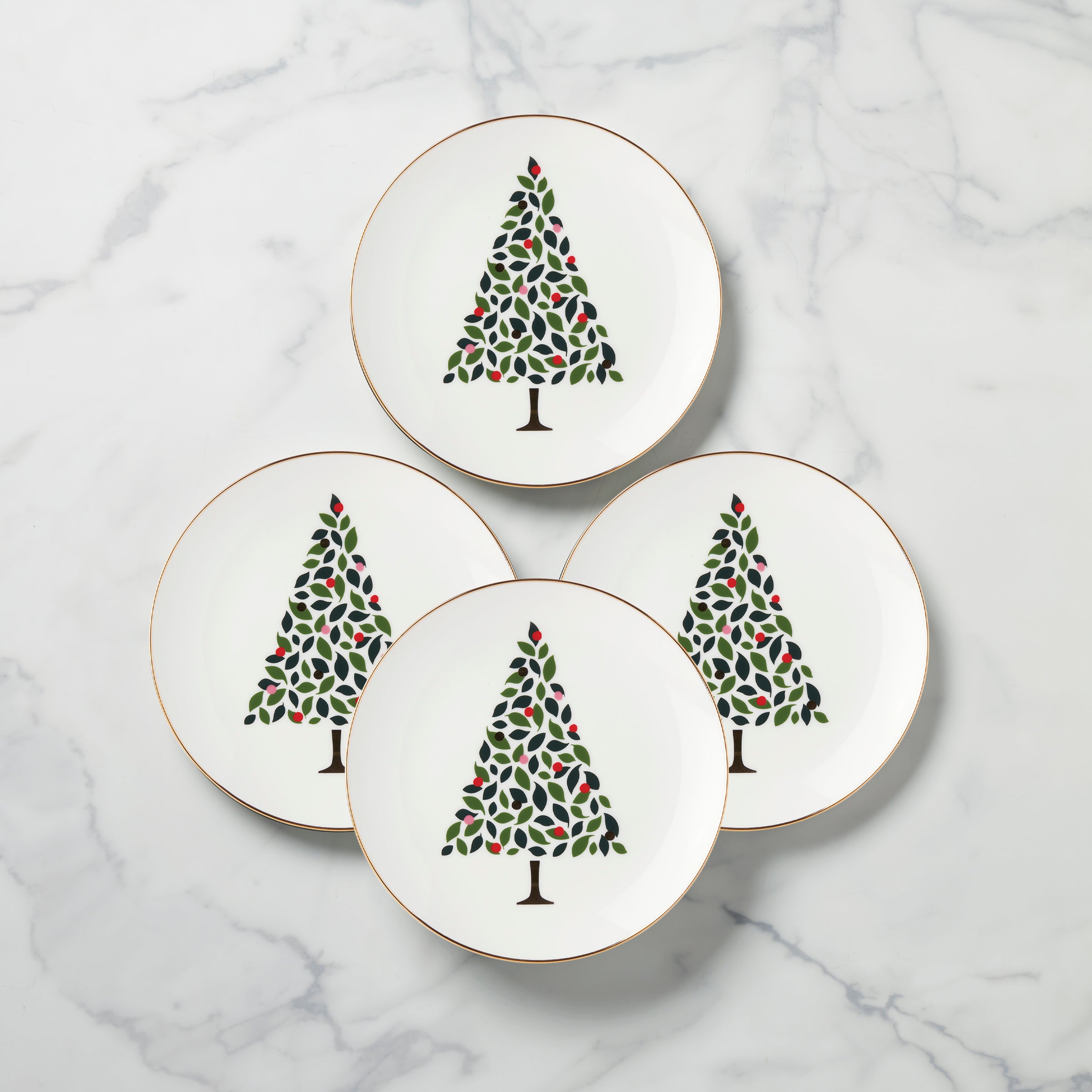 Evergreen Accent Plates - Set of 4 Elegant Dinner Plates for Fine Dining, Home Decor & Special Occasions | Premium Ceramic Appetizer Plates for Restaurants, Weddings & Holiday Tablescapes