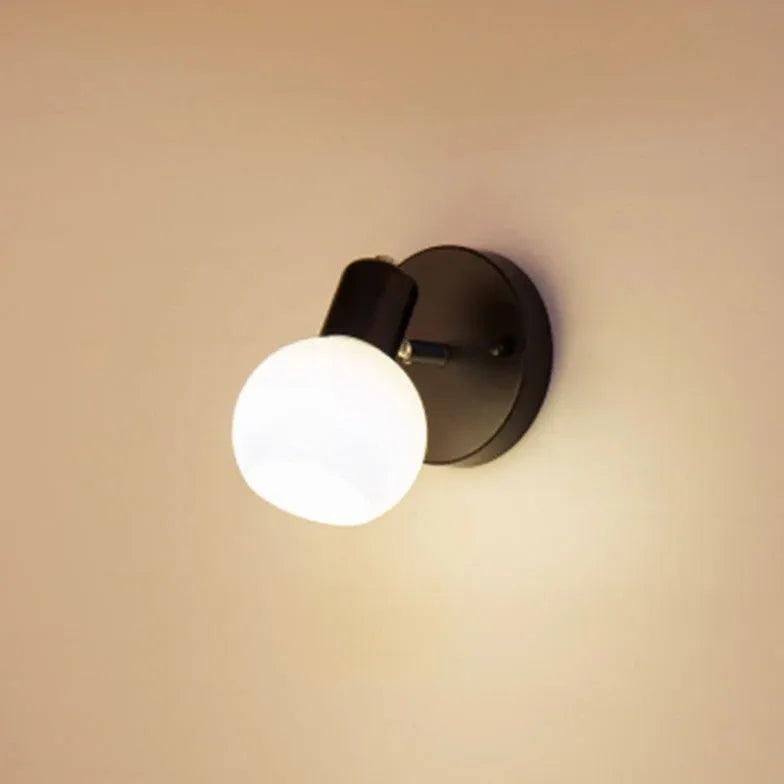 Modern White Round Glass Lampshade - Elegant Spotlight for Living Room, Bedroom & Office Lighting Decor