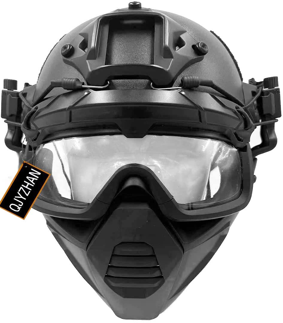 Tactical Airsoft Helmet with Half Face Mask & 3D Split Safety Goggles - Military Style Protective Gear for Airsoft, Paintball, Hunting, CS Games & Role-Playing Scenarios