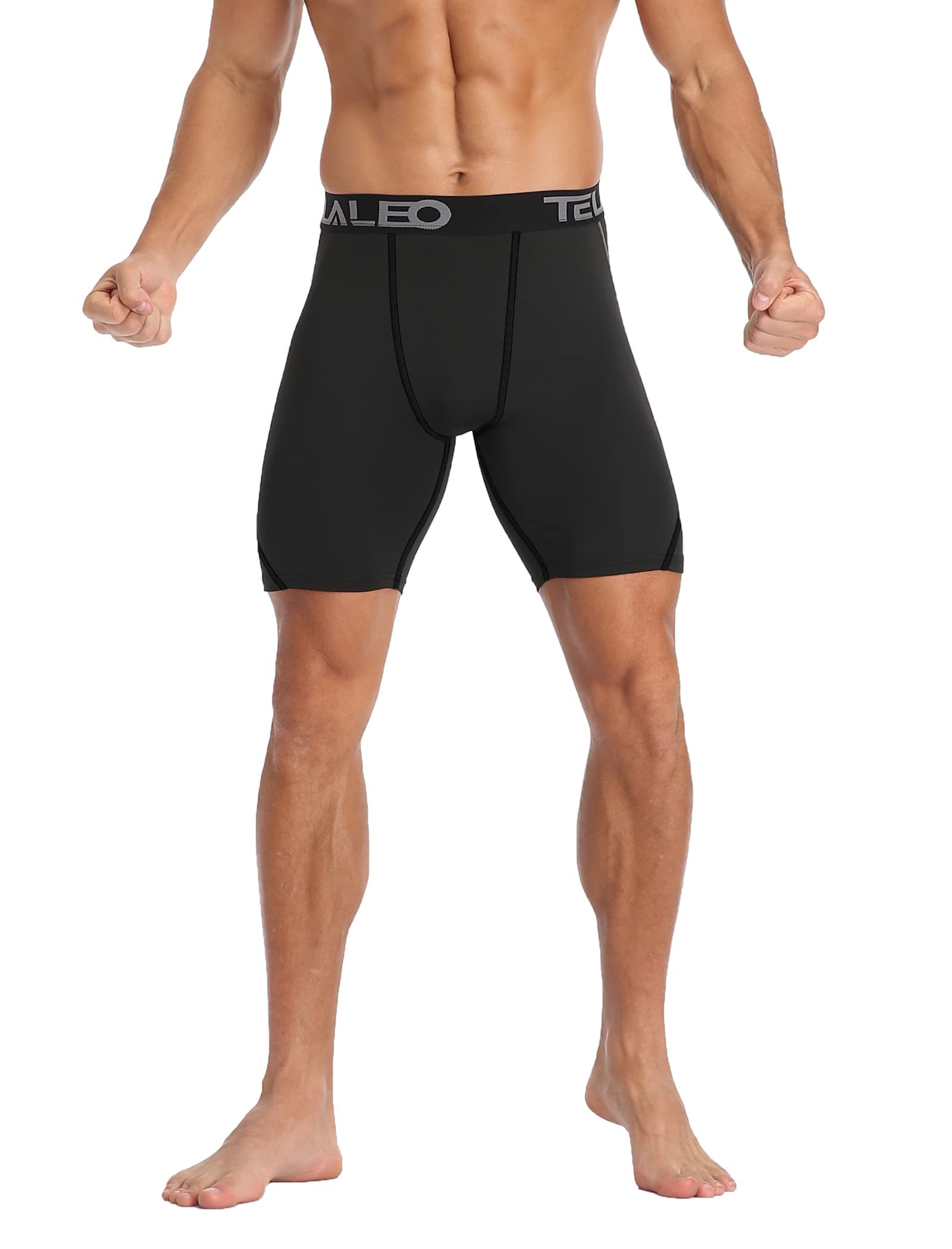 TELALEO 6-Pack Men's Compression Shorts - Breathable Spandex Workout Shorts for Running, Gym & Sports - Performance Baselayer Underwear for Active Lifestyles