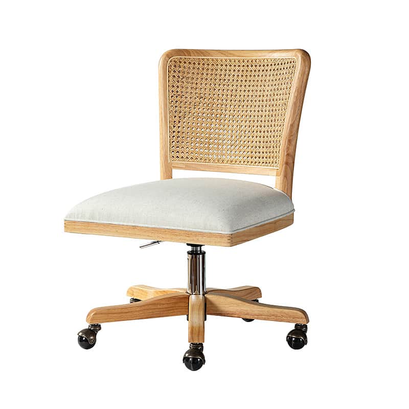 Blanca Cane Task Vanity Table Chair - Elegant White Accent Chair for Dressing Room, Bedroom, or Makeup Station - Perfect for Vanity, Desk, or Lounge Area