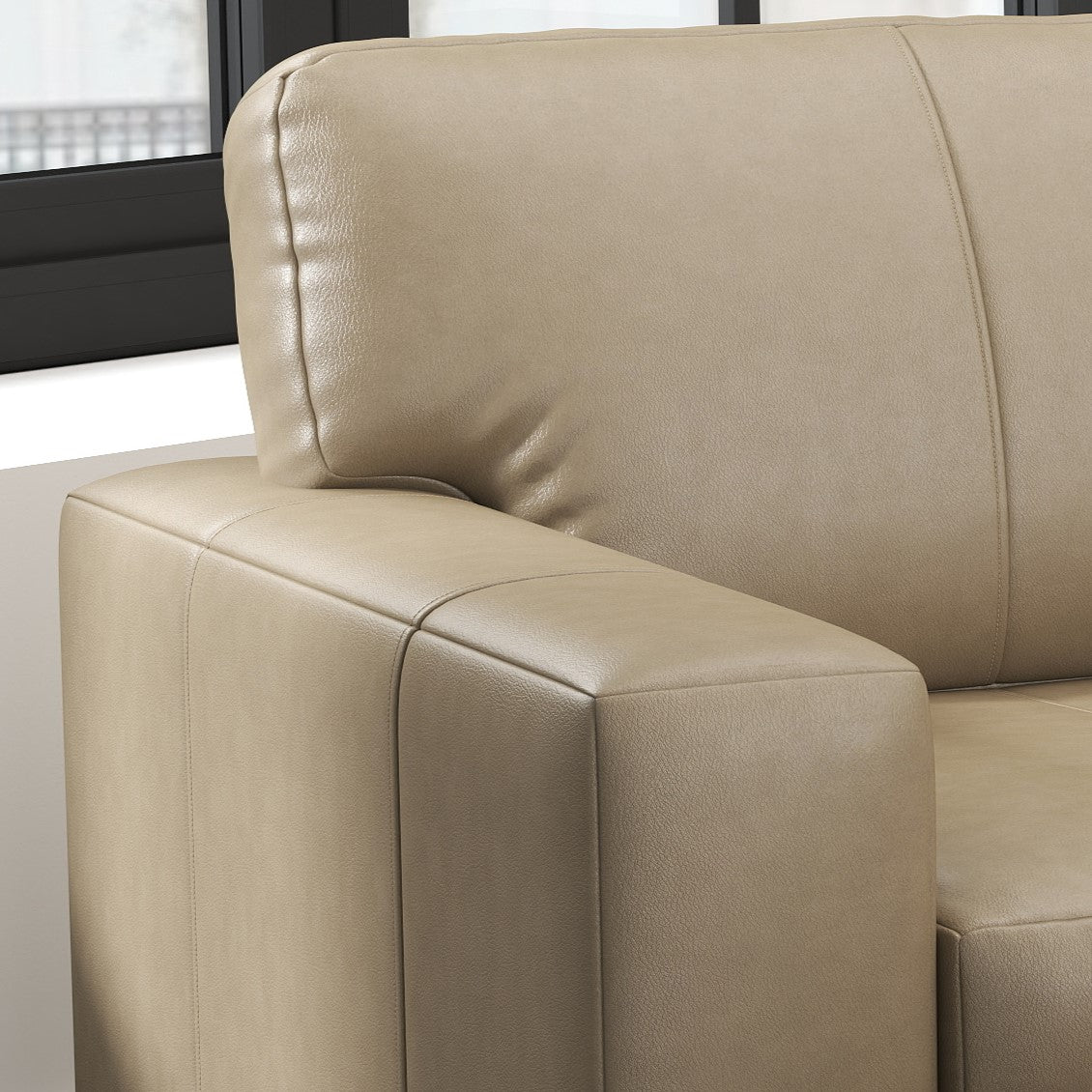 Roundhill Furniture Sakan Genuine Leather Upholstered Cutler Lounge Chair - Modern Living Room Accent Chair for Home Office & Reading Nook