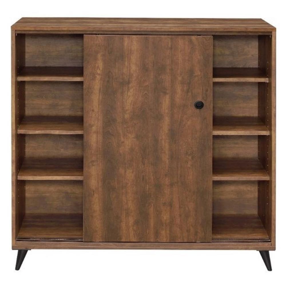 Acme Waina 3-Tier Adjustable Oak Wood Shelf Storage Cabinet - Rustic Home Decor for Living Room, Bedroom, or Entryway Organization