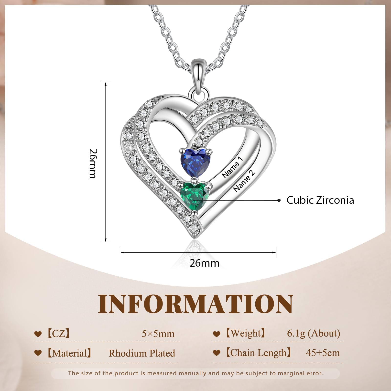 Valentine's Day Gifts for Her - Rose Gold Heart Birthstone Necklace for Women, Personalized I Love You Jewelry for Wife, Mom, Girlfriend | Romantic Birthday Gift, Anniversary Present for Her | Perfect for Date Nights, Weddings & Special Occasions