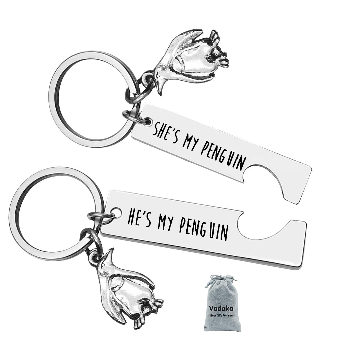 Cute Penguin Couple Keychain Set - Personalized Matching Gifts for Girlfriend & Boyfriend - Perfect for Christmas, Wedding & Anniversary - Couples Jewelry & Romantic Keepsake for Date Night & Travel