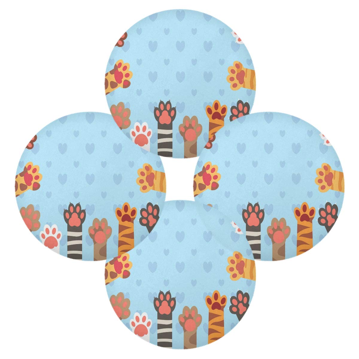 Pfrewn Cat Paws Round Placemat Set - Funny Animal Table Mat for Dining, Kitchen & Home Decor (15.4 Inch) - Perfect for Indoor Use, Parties & Gift Giving