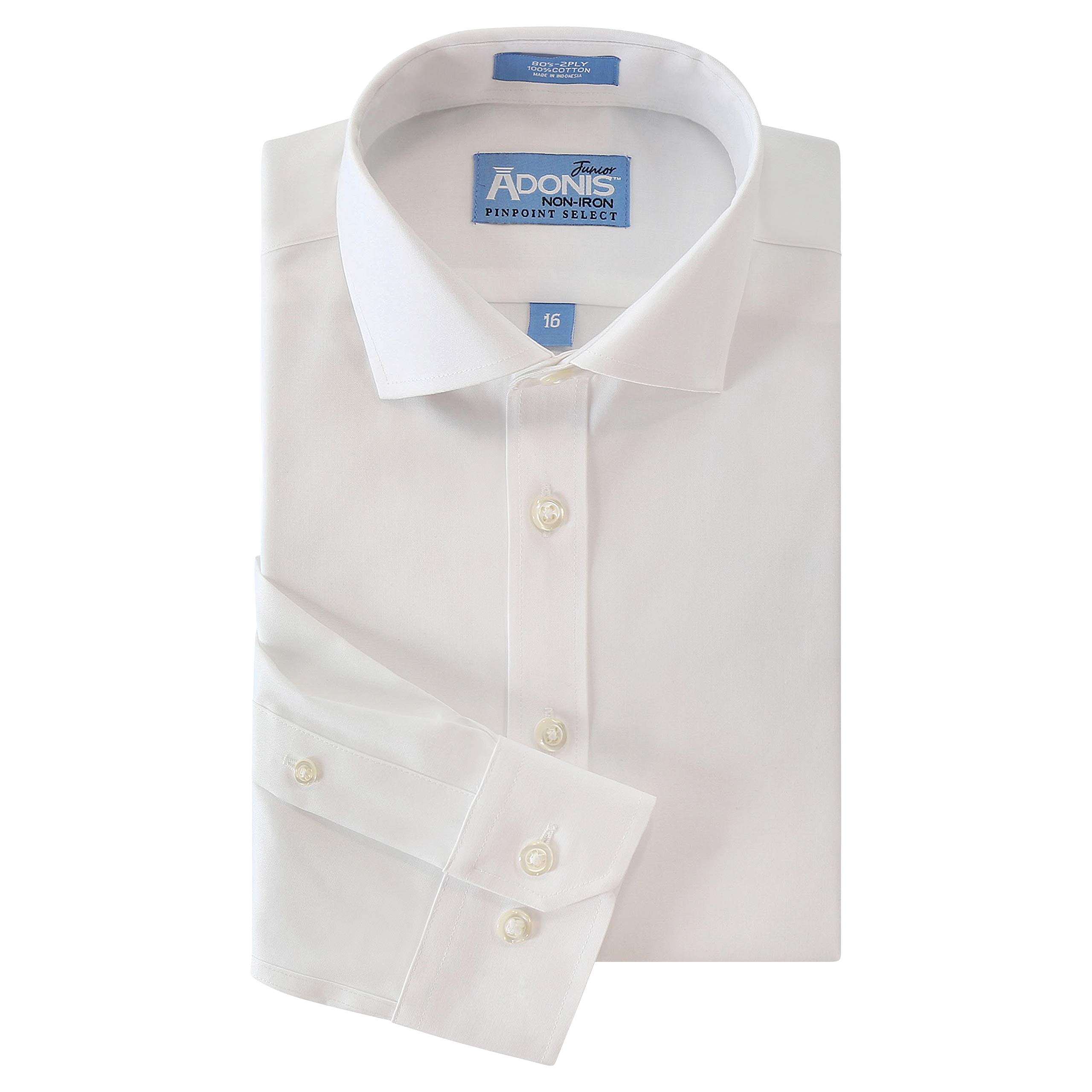 Boys 100% Cotton Non-Iron White Pinpoint Short Sleeve Dress Shirt - Perfect for School, Weddings & Formal Occasions