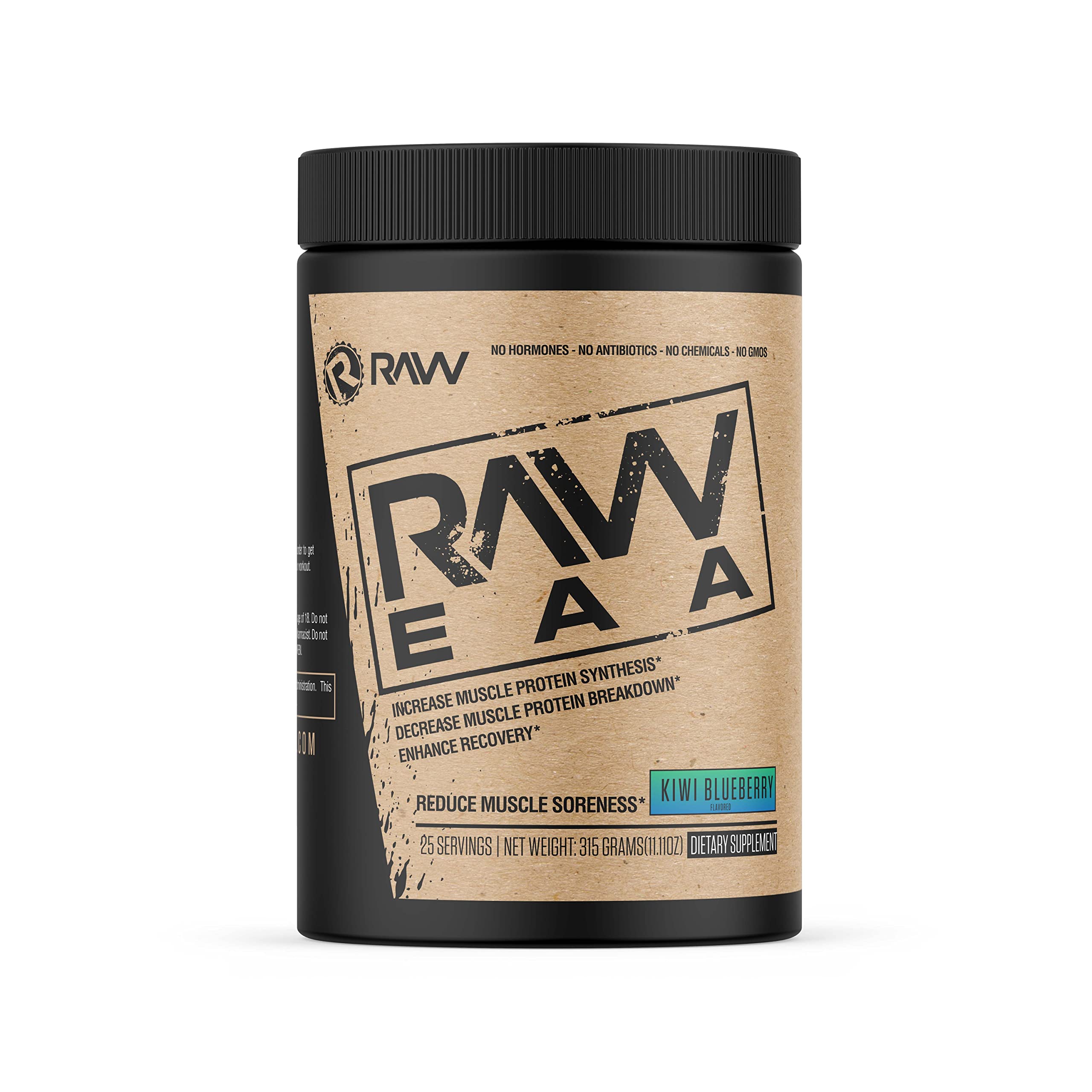 RAW EAA Essential Amino Acids Powder - Kiwi Blueberry Flavor, 11 oz (25 Servings) | Post-Workout Recovery & Muscle Growth Supplement for Athletes & Fitness Enthusiasts