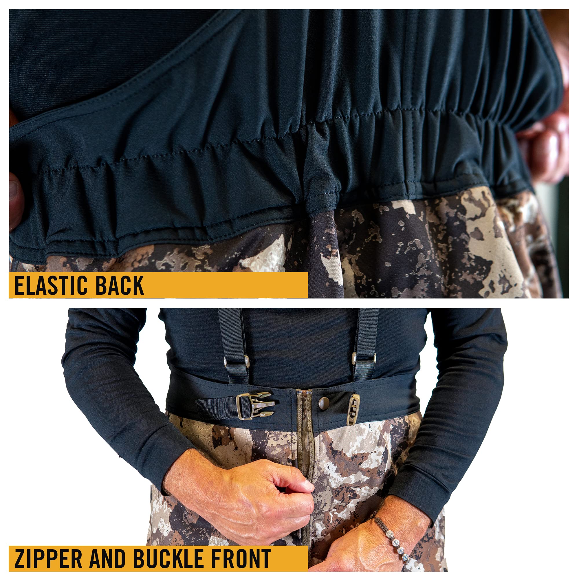 Men's Camo Softshell Hunting Bib - Adjustable Stretch Midweight Water-Resistant Coveralls with Windproof Fleece Lining | Ideal for Cold Weather Hunting, Outdoor Work & Winter Sports