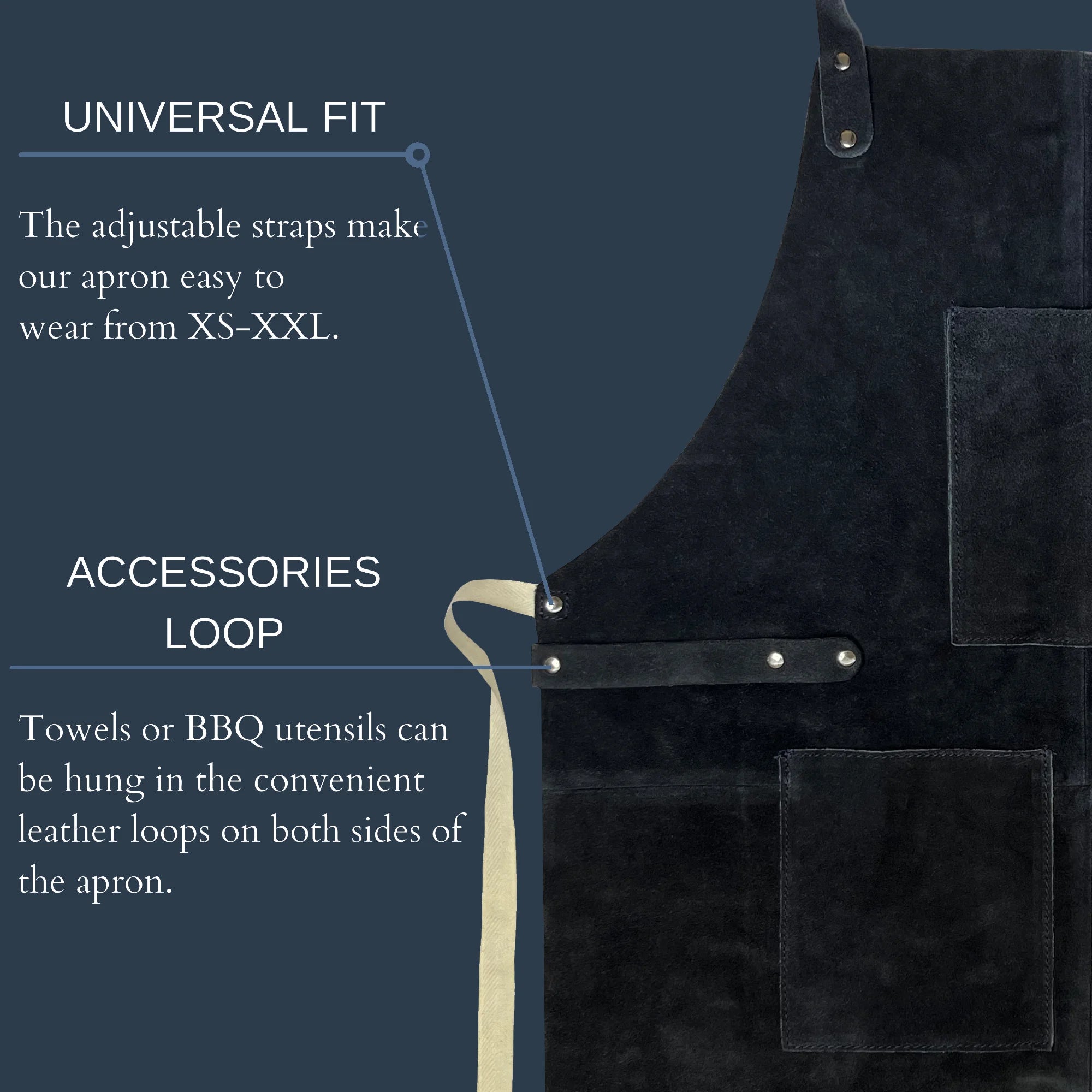 Premium Kuche Leather Grill & Woodworking Apron - Heavy Duty BBQ Cooking & Workshop Protection (Blue) - Ideal for Chefs, Butchers & DIY Craftsmen