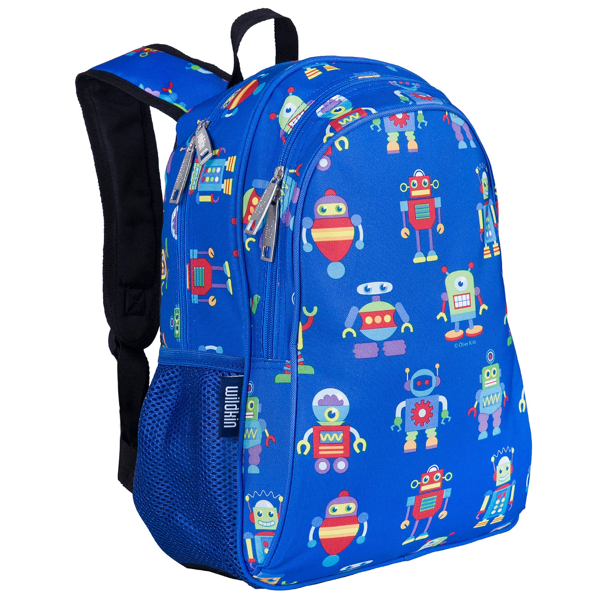 Wildkin 15-Inch Kids Backpack for Boys & Girls - Lightweight School Backpack with Padded Back & Adjustable Straps - Durable Elementary Backpack for School, Travel & Day Trips (Robots Design)
