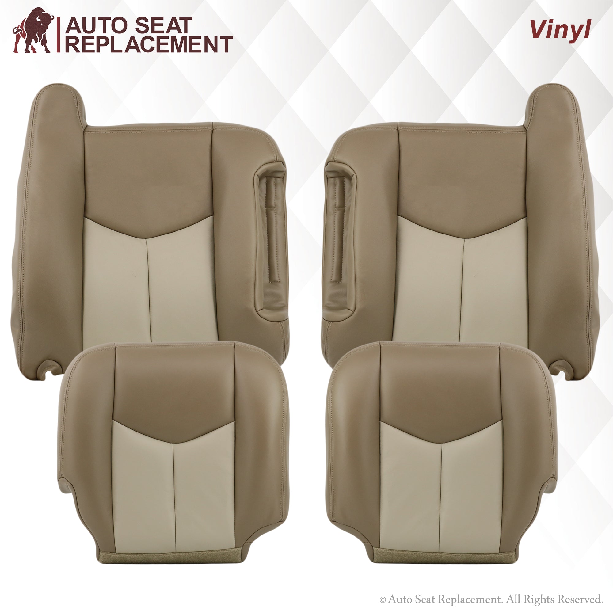 2003-2006 GMC Yukon Denali Custom Fit 2-Tone Tan Leather Seat Covers - Premium Protection & Style Upgrade for SUV Interior - Perfect for Road Trips & Family Adventures