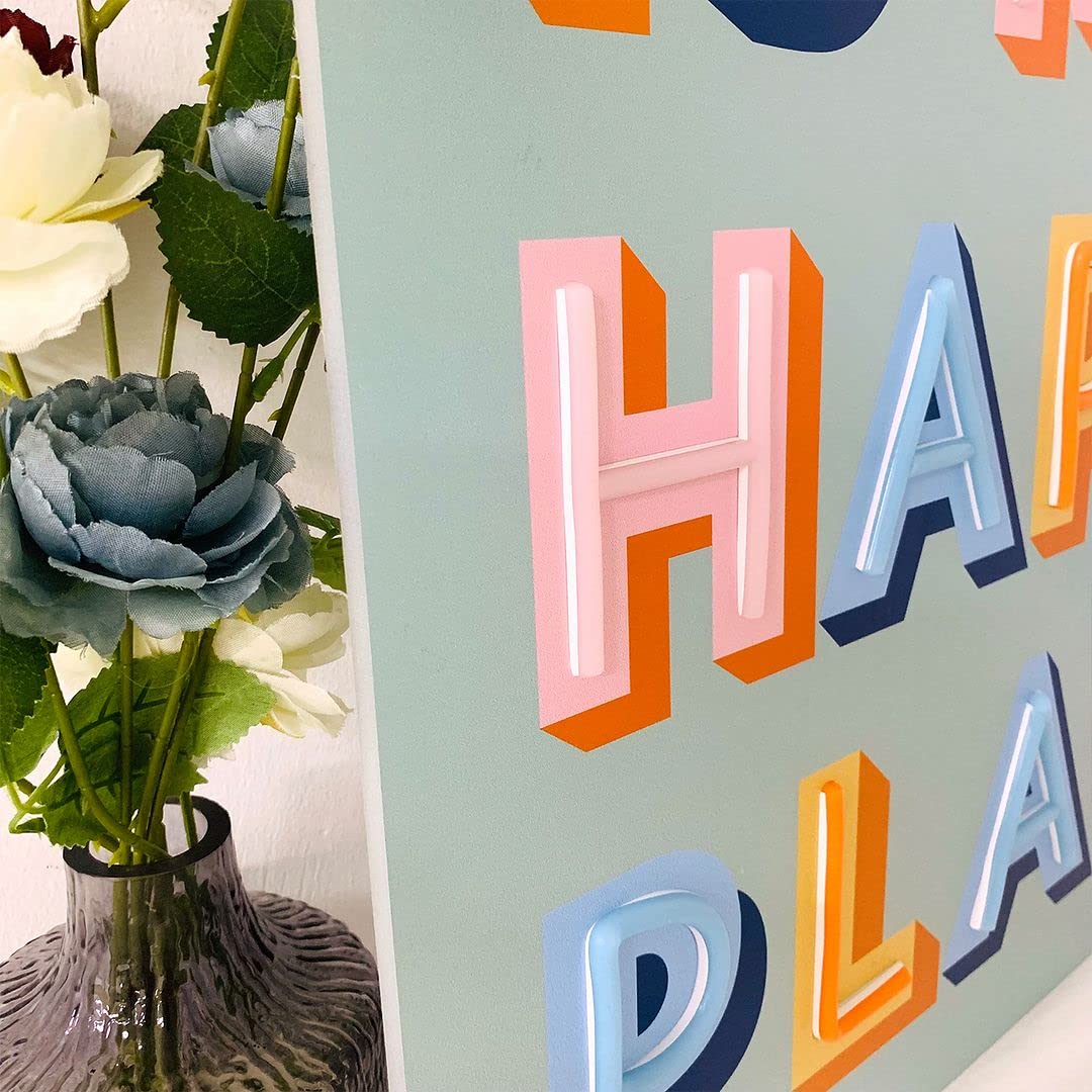 Custom Neon Signs for Room Decor - LED Bedroom Lights, Aesthetic Home & Wedding Decorations, Party & Kitchen Lighting - Perfect for Bedrooms, Living Rooms, Weddings & Parties (This is My Happy Place)